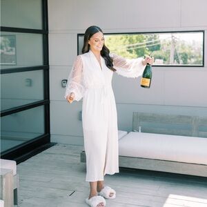 Elegant White Sheer Wedding getting ready robe